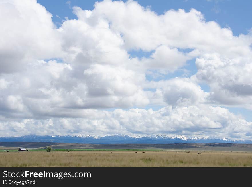 Snow-capped mountain range in Oregon