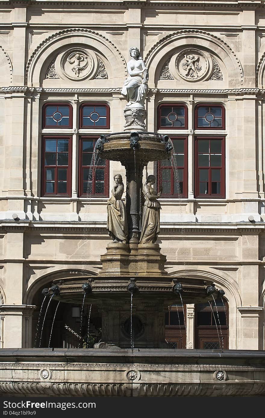 The fountain at the Opera theater Vienna Austria