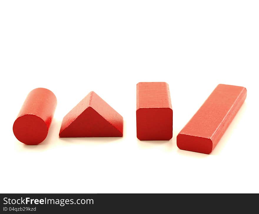 Red wooden brick pieces