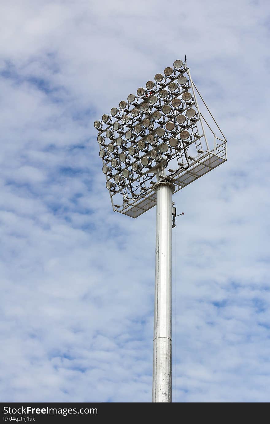 The Stadium Spot-light tower over Blue Sky