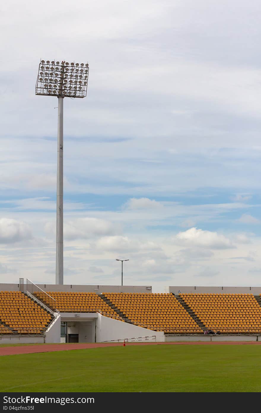 The Stadium Spot-light tower over Blue Sky