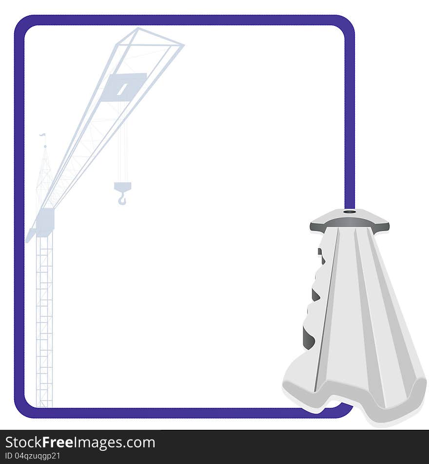 The key to the door lock on a background frame with cranes. Illustration on white background.