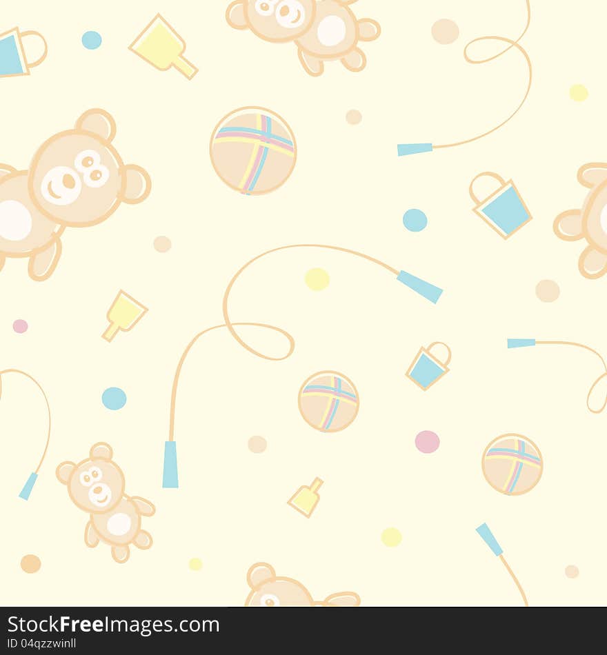 Children's pattern of a bear, jump ropes, balls. Children's pattern of a bear, jump ropes, balls