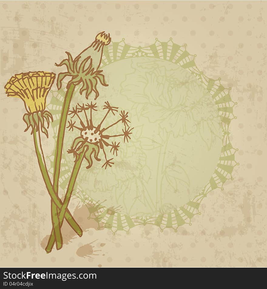 Vintage card with flowers and place for your text - Vector