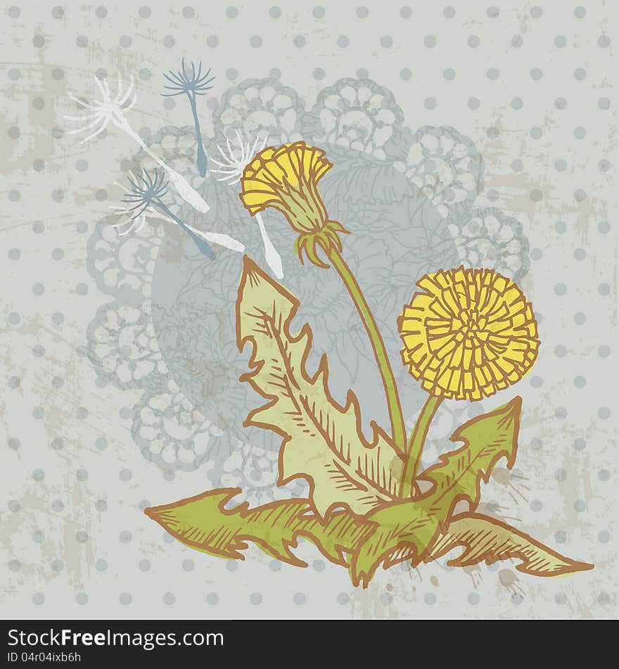 Vintage card with flowers and place for your text - Vector