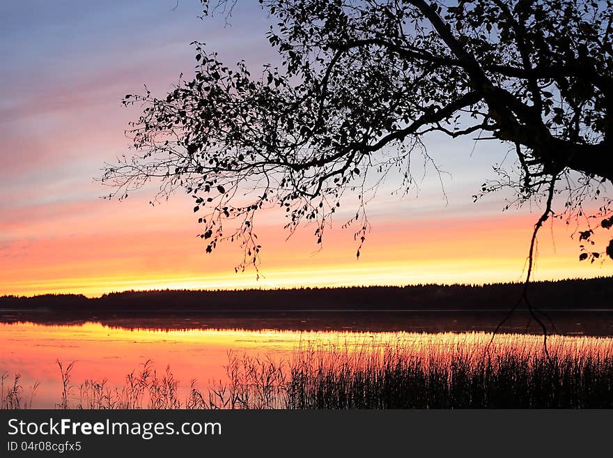 Sunset On Lake