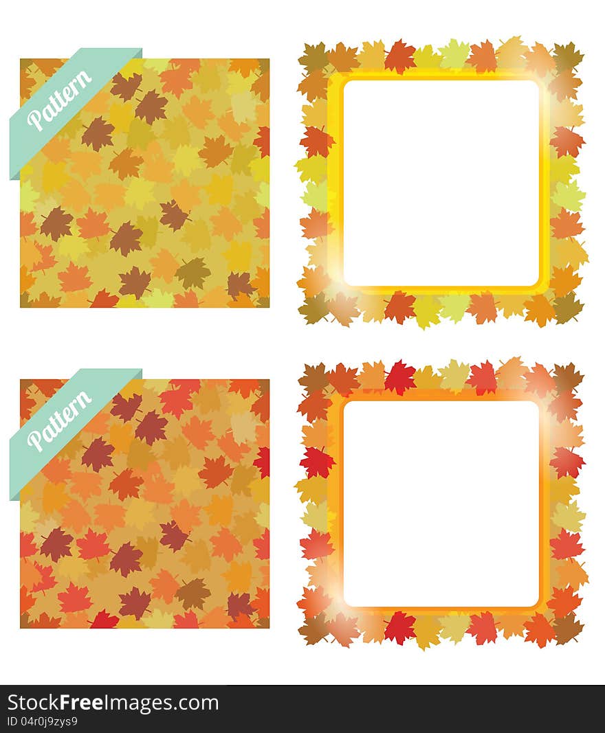 Two autumn banner with yellow leaves and pattern. Two autumn banner with yellow leaves and pattern