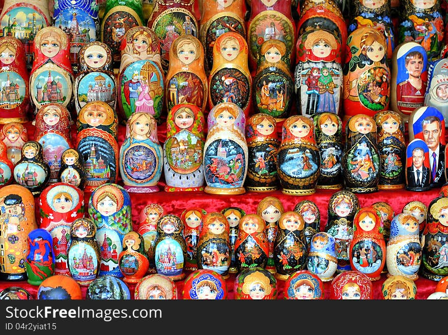 Matreshka dolls at Red Square Market. Moscow. Russia