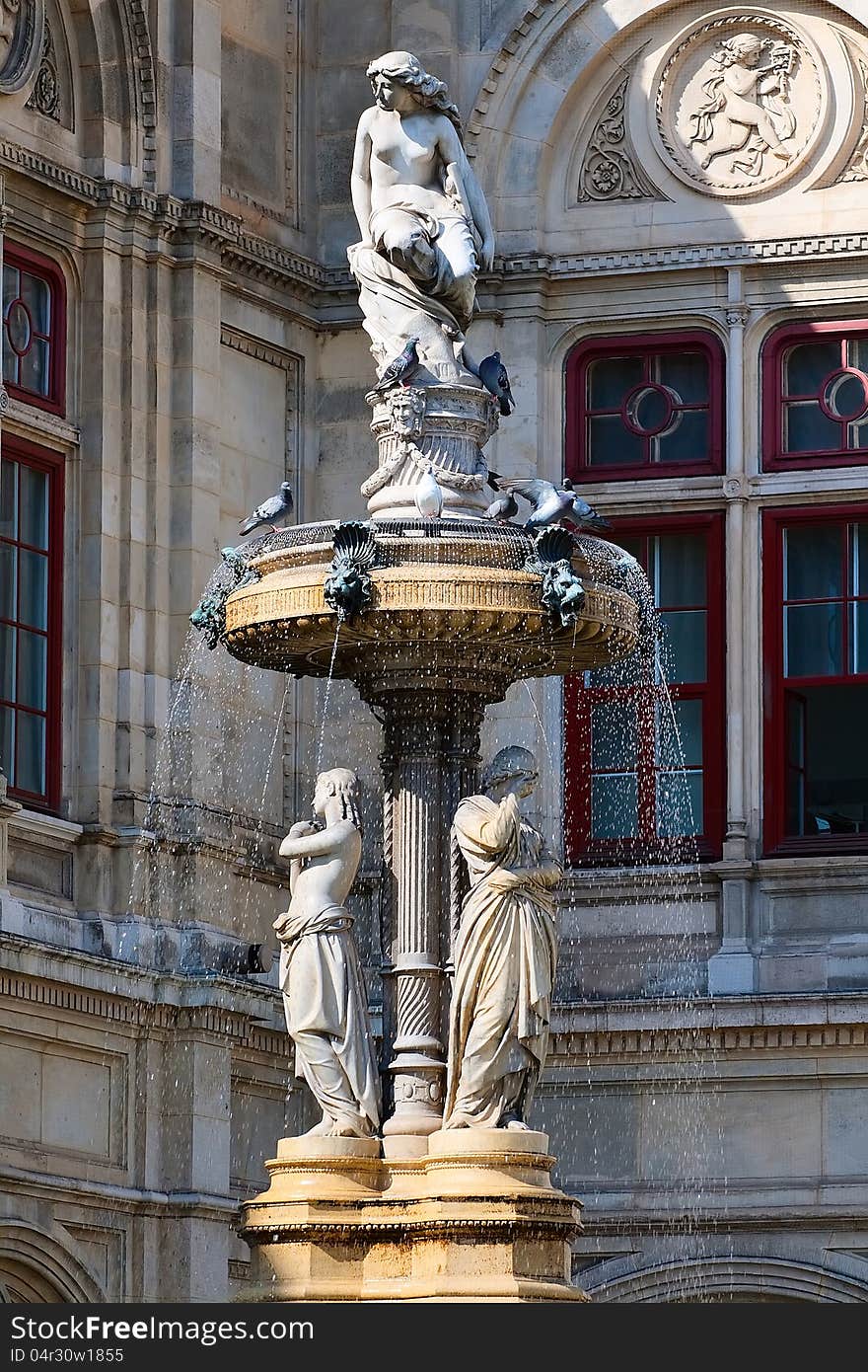 The fountain at the Vienna Opera House, Austria. The fountain at the Vienna Opera House, Austria