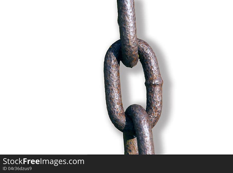 Close up of Old rusty metal chain, on white background. Close up of Old rusty metal chain, on white background