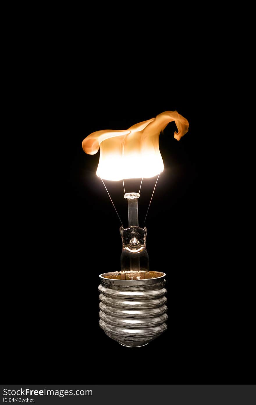 Burning Filament of a lightbulb. Burning Filament of a lightbulb