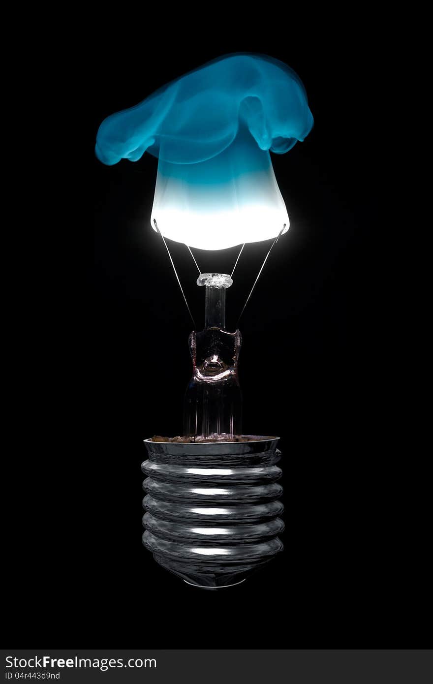 Burning Light Bulb with Blue Flame