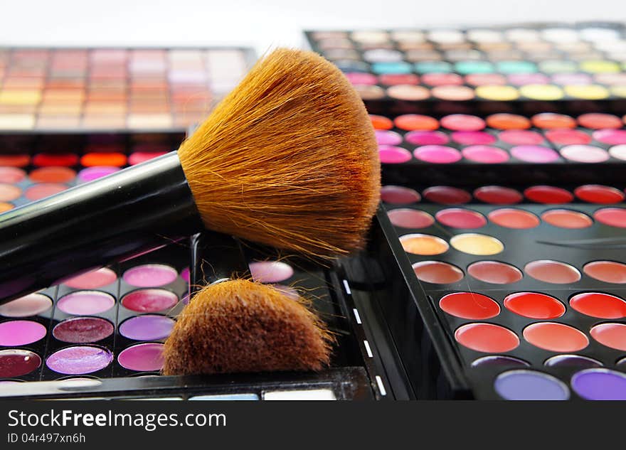 Make-up palette and brushes