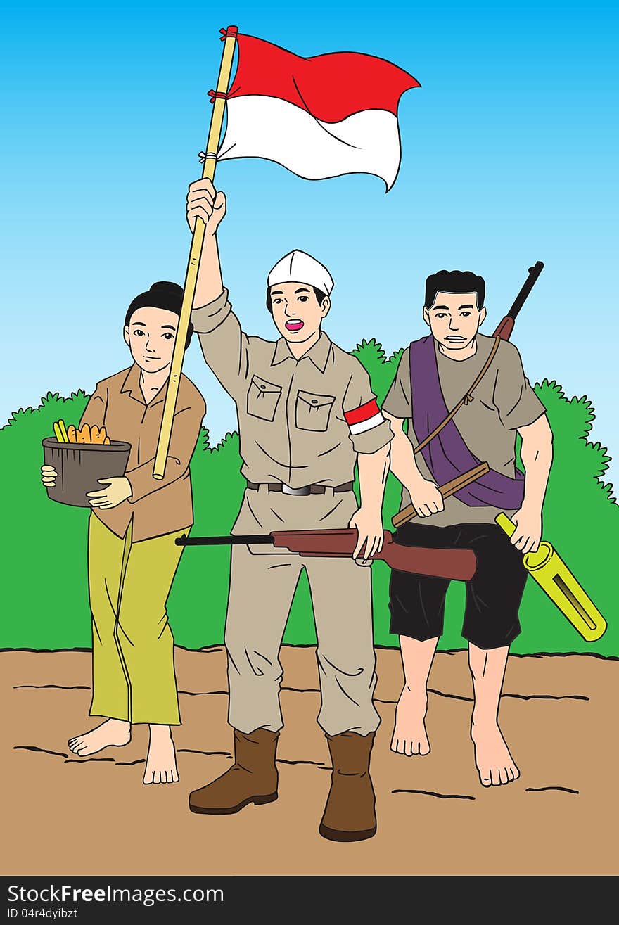 Inonesian People And Soldier