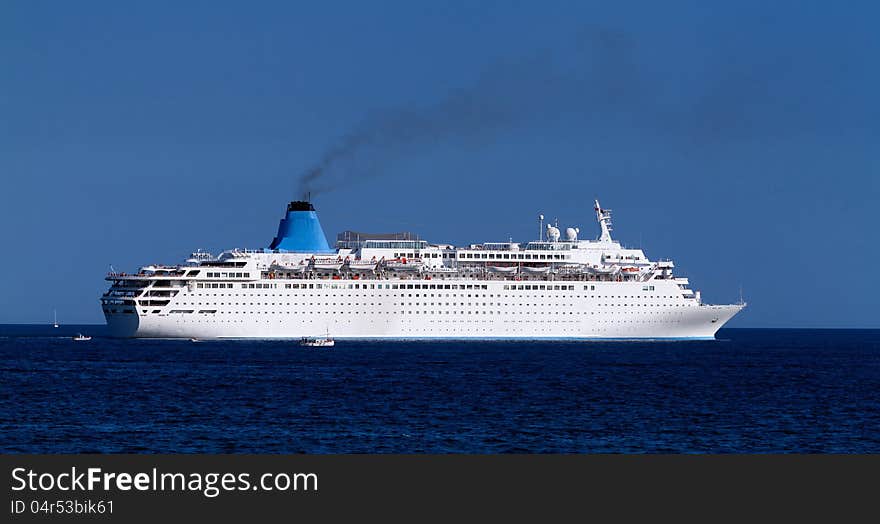 Cruise ship going out to sea