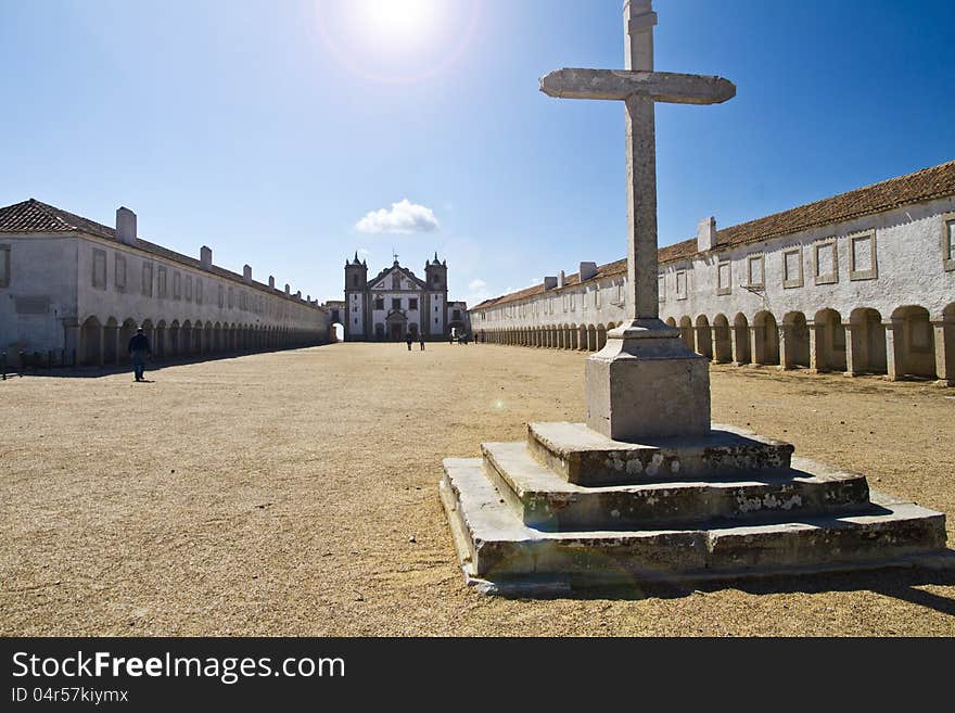 View of the religious sanctuary of Cape Espichel, Sesimbra, Portugal.