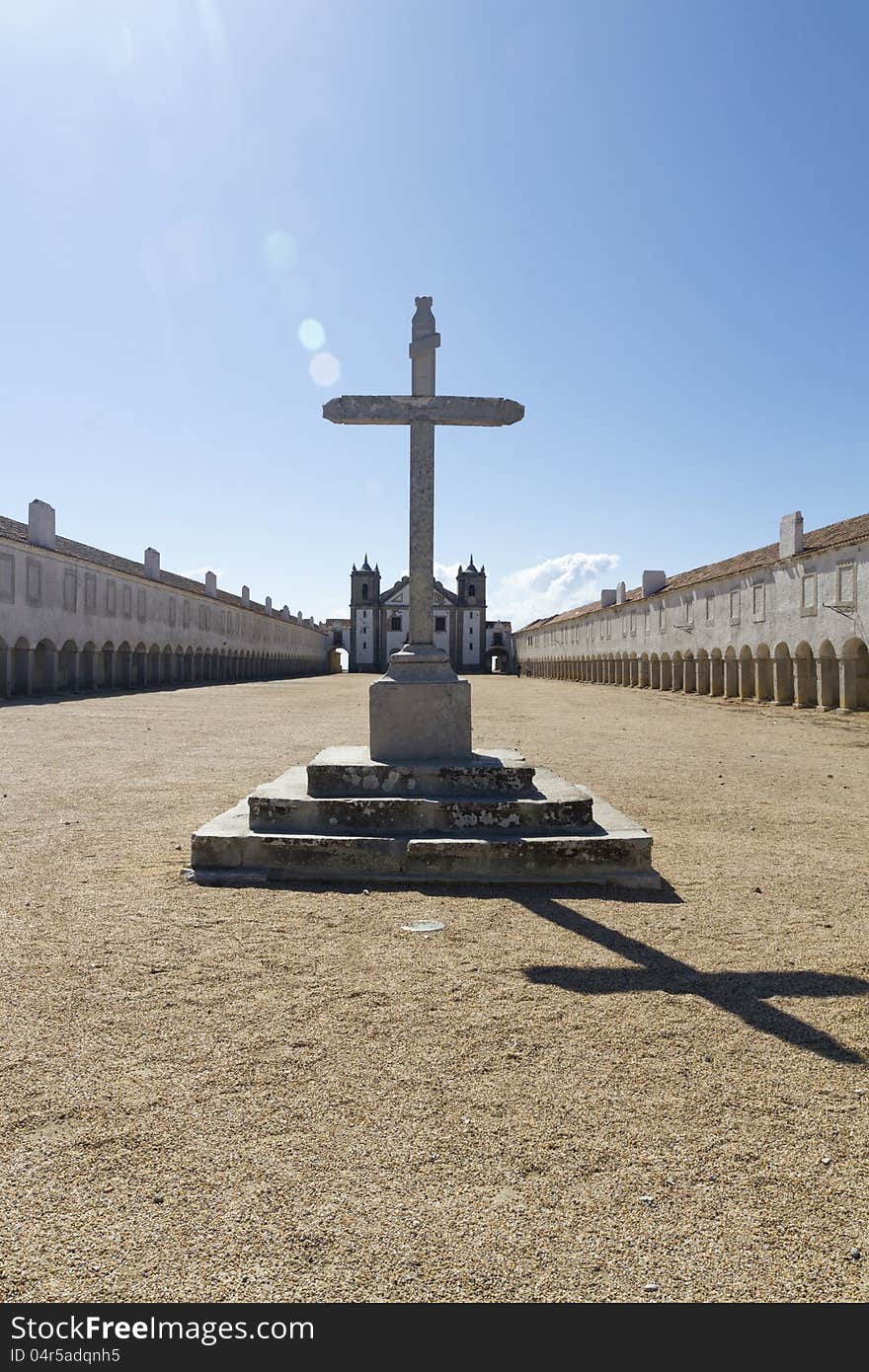 View of the religious sanctuary of Cape Espichel, Sesimbra, Portugal.