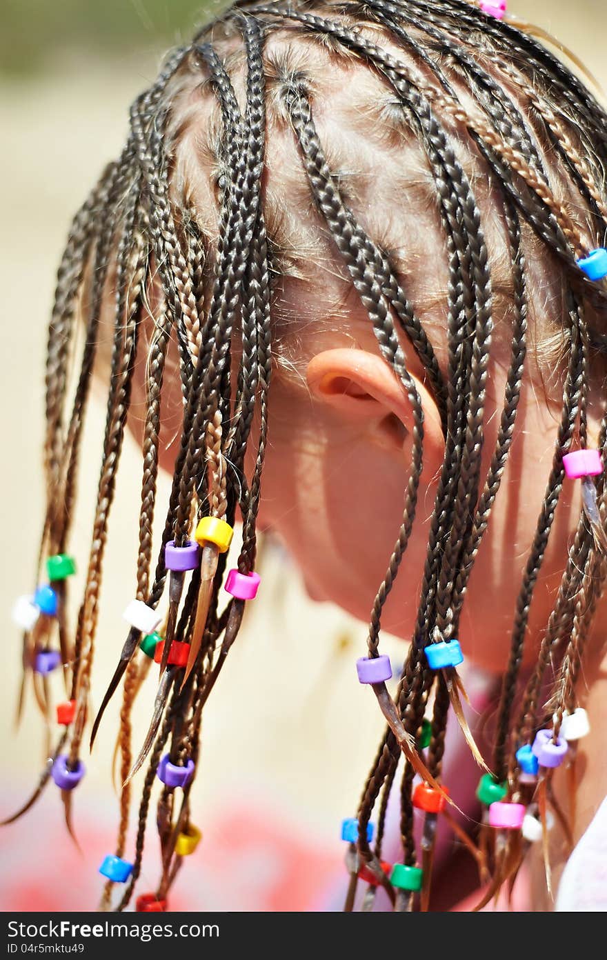 Little girl with african pigtails. Little girl with african pigtails