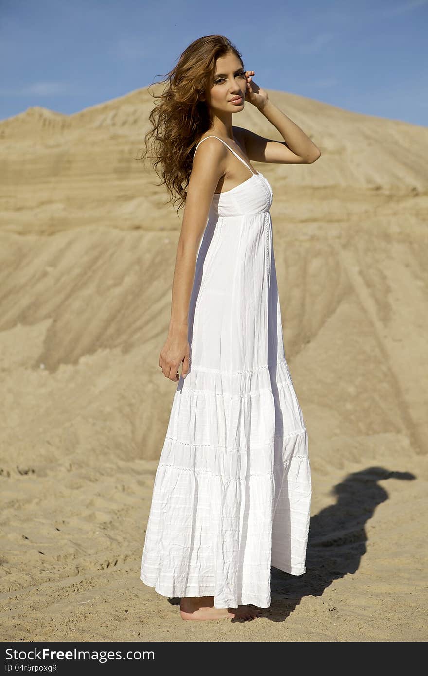 Attractive and sensuality woman in the desert