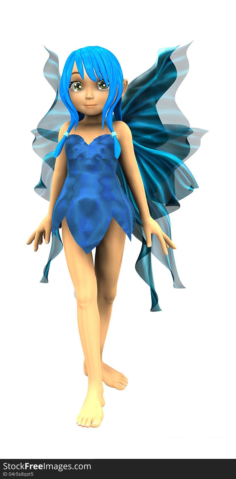 3d render of cute cartoon fairy on white background.