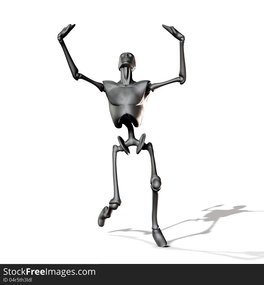 Metal robot looking up