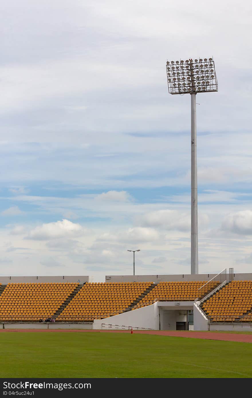 The Stadium Spot-light tower over Blue Sky