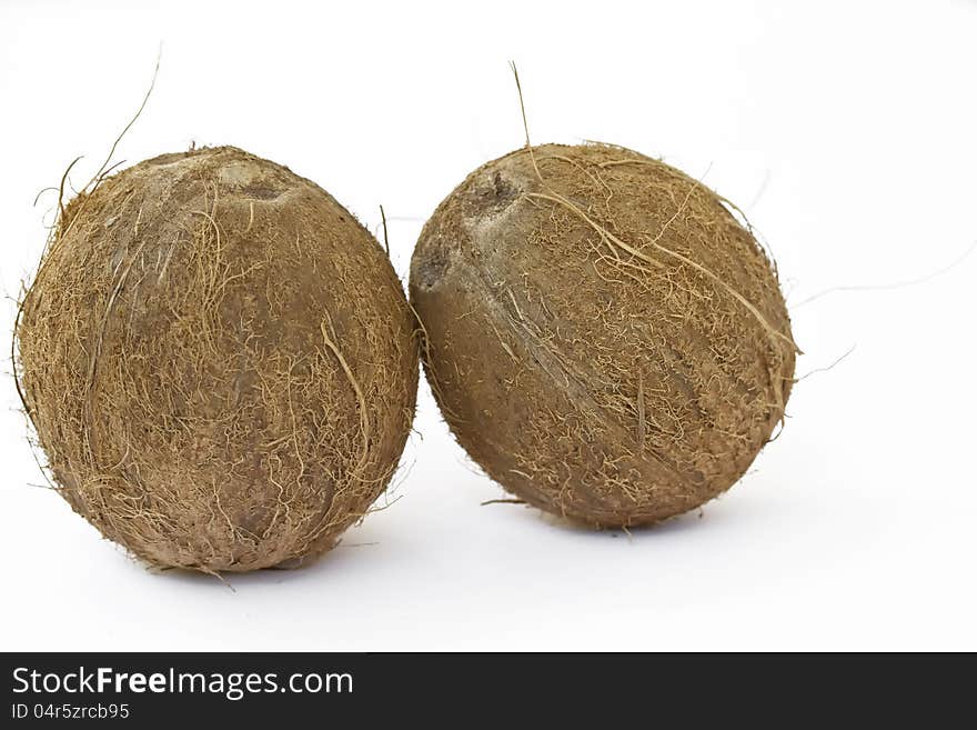 Two Coconut isolated on white background. Two Coconut isolated on white background