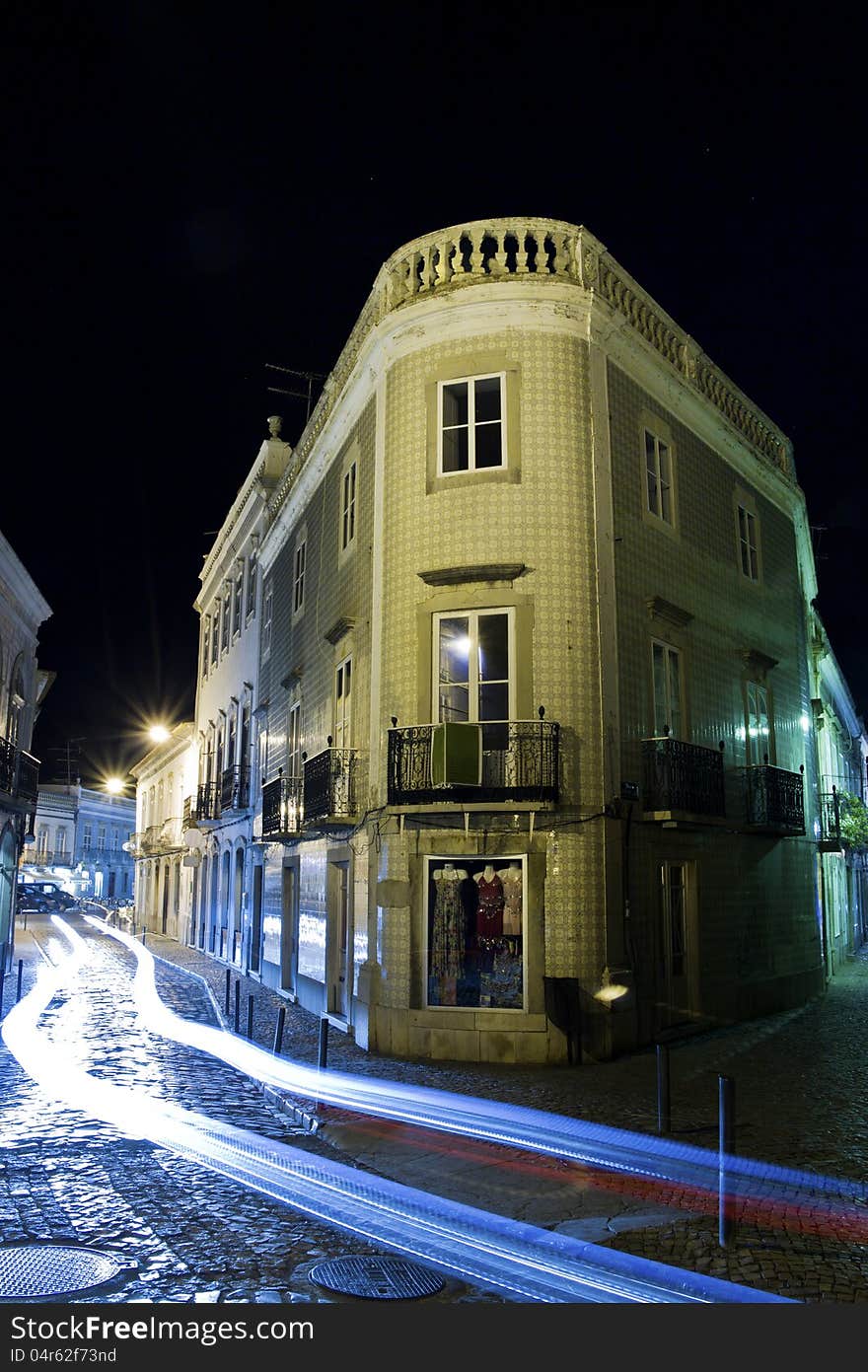 View of beautiful Tavira city in the night located in the Algarve, Portugal. View of beautiful Tavira city in the night located in the Algarve, Portugal.