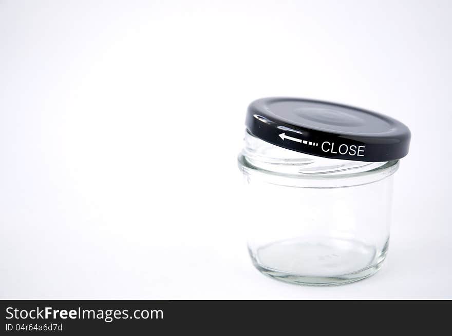 Turn to close glass bottle on white background. Turn to close glass bottle on white background