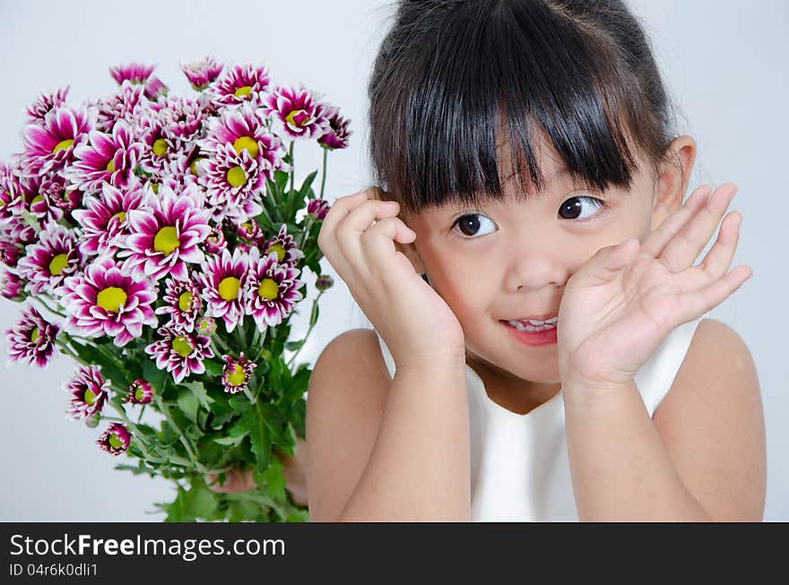 Pretty girl in action and flowers. Pretty girl in action and flowers.