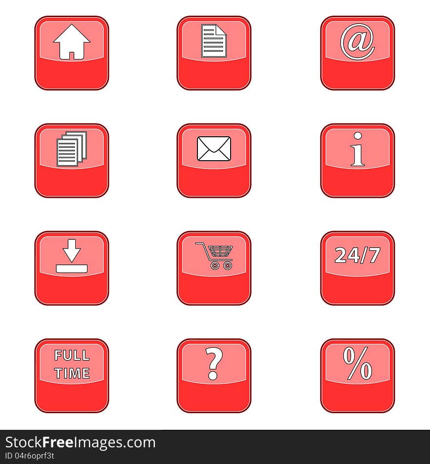 Big set web of red icons