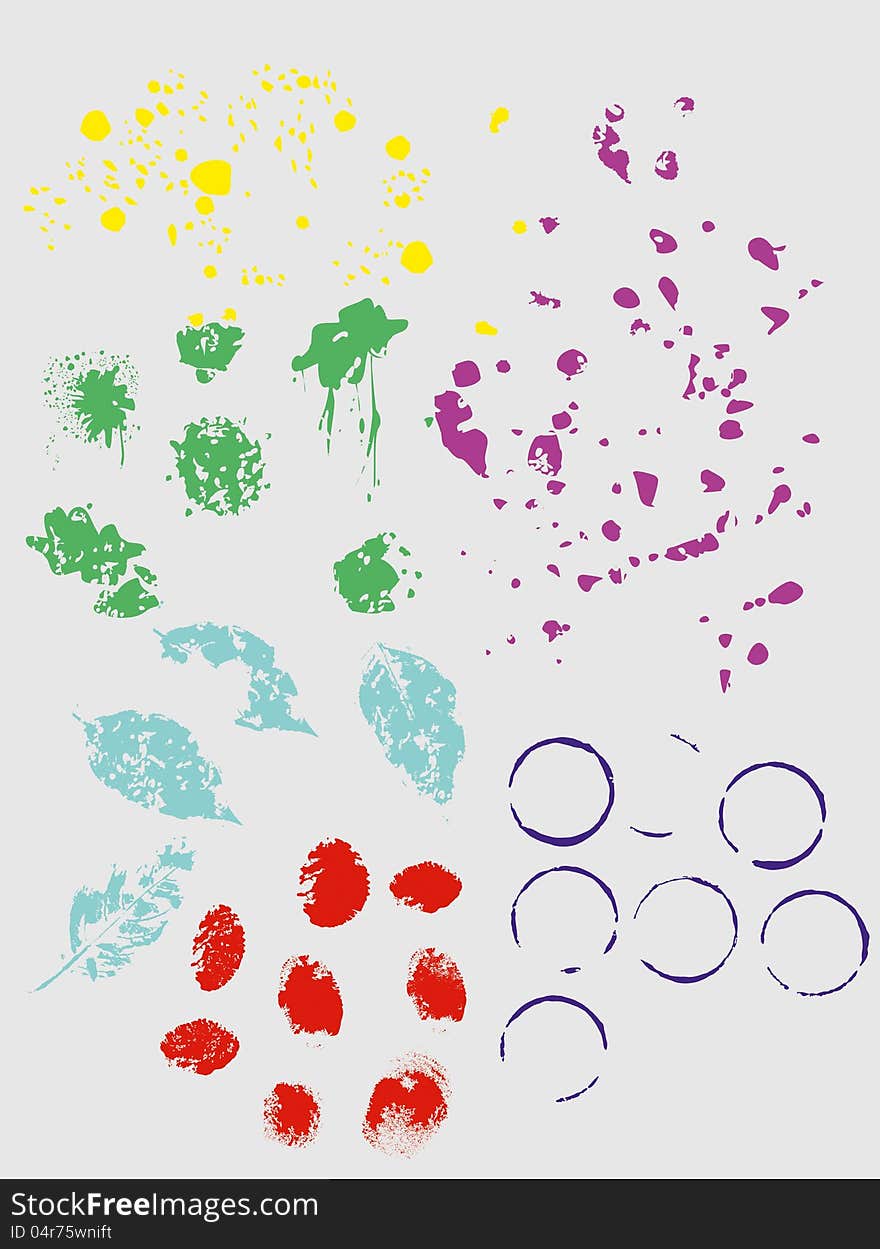 Set of some types of blots usable as brush strokes for computer graphics illustrations and collages. Set of some types of blots usable as brush strokes for computer graphics illustrations and collages