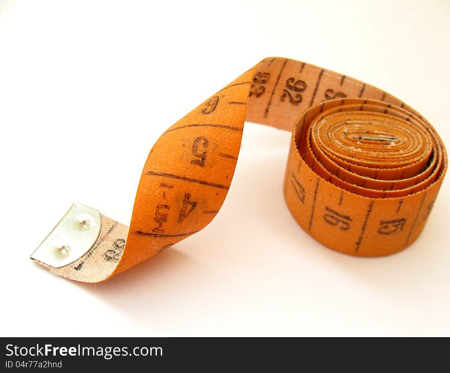 Measuring tape on a white background