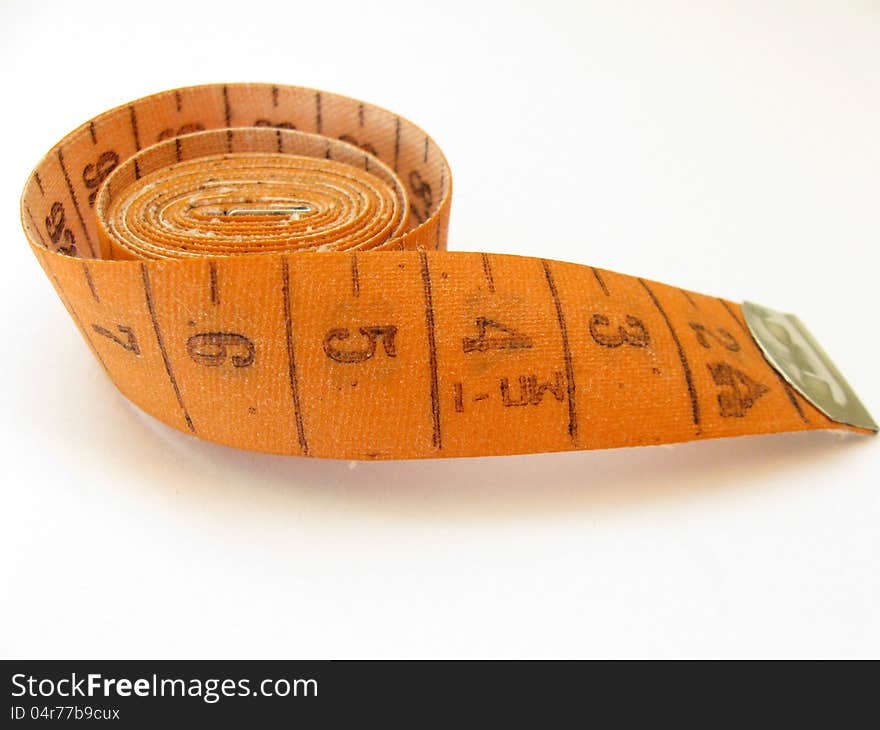 Measuring tape on a white background