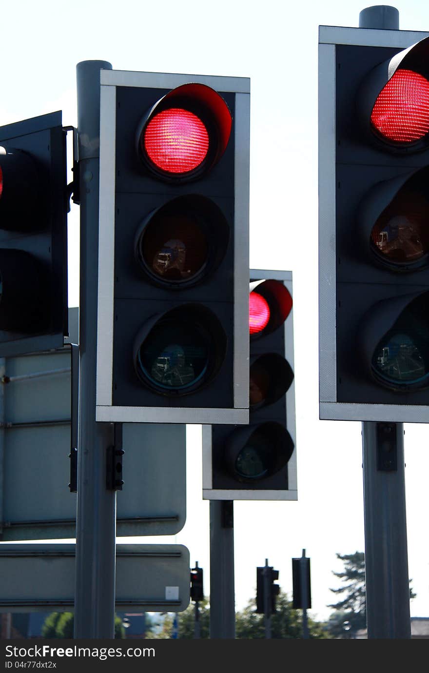 Image of traffic light changing to red