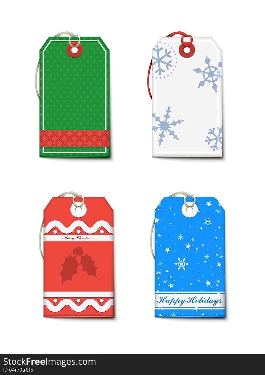 A set of four blank christmas labels / tags.