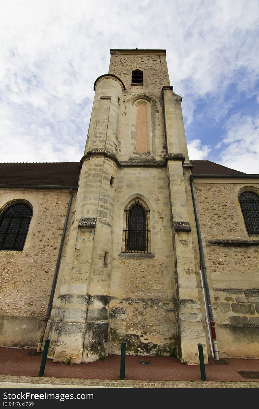 View of the wonderful church of Morangis village on the outskirts of Paris, France. View of the wonderful church of Morangis village on the outskirts of Paris, France.