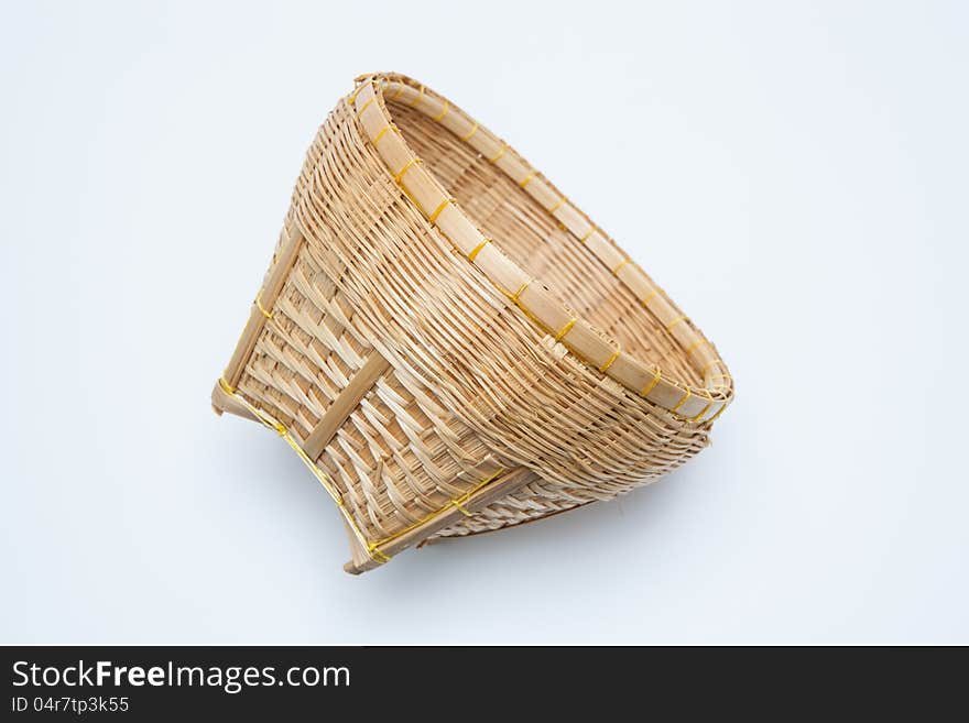 Brown wicker basket  on white background