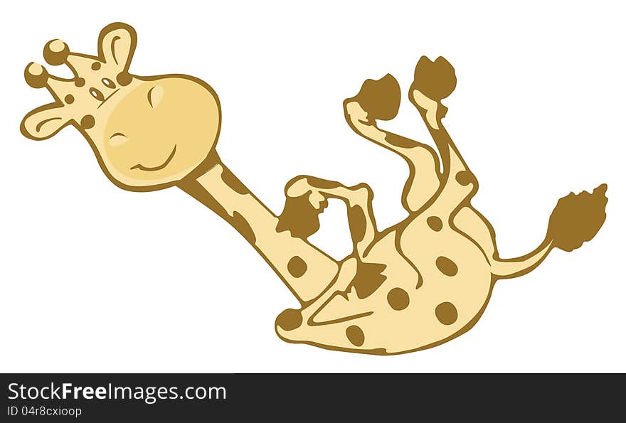 Little giraffe kid enjoying cartoon