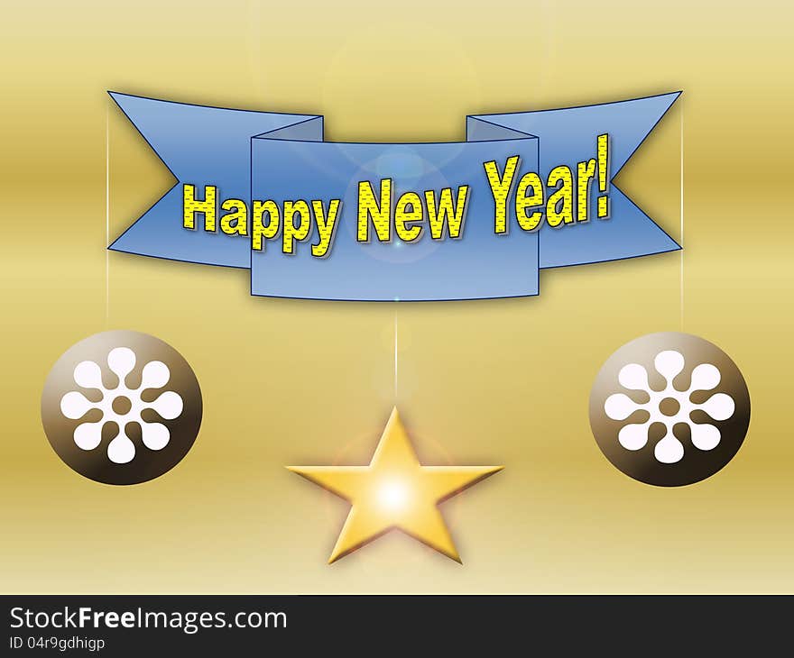 Happy new year on designed background