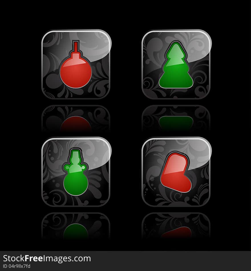 Set of Christmas and New Year icons. Set of Christmas and New Year icons