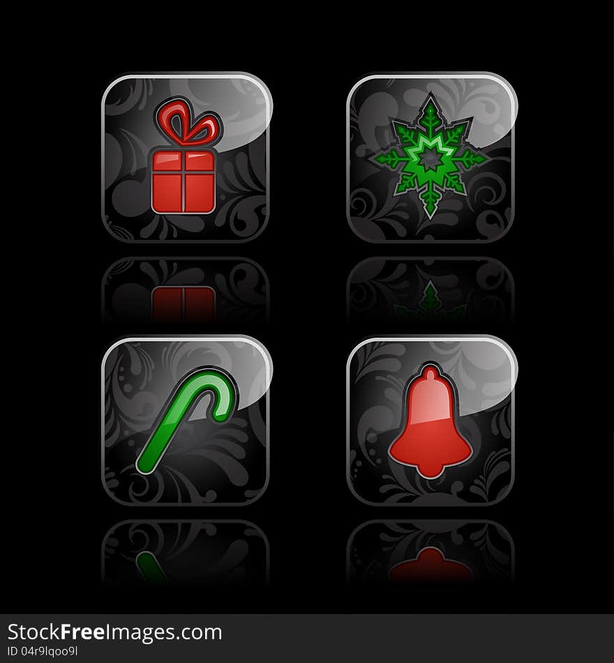 Set of Christmas and New Year icons. Set of Christmas and New Year icons