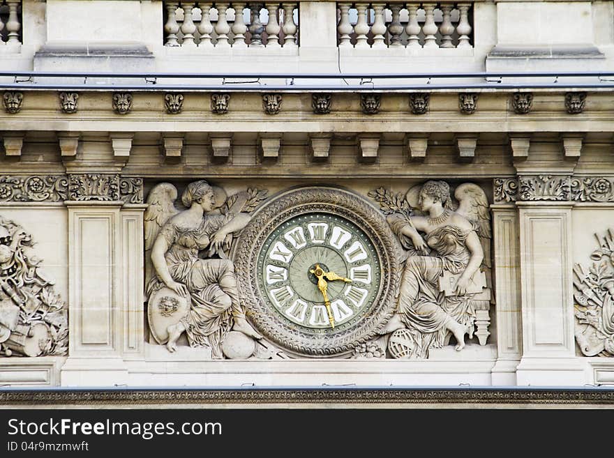 Partial view of the Museum of the Louvre in Paris, France