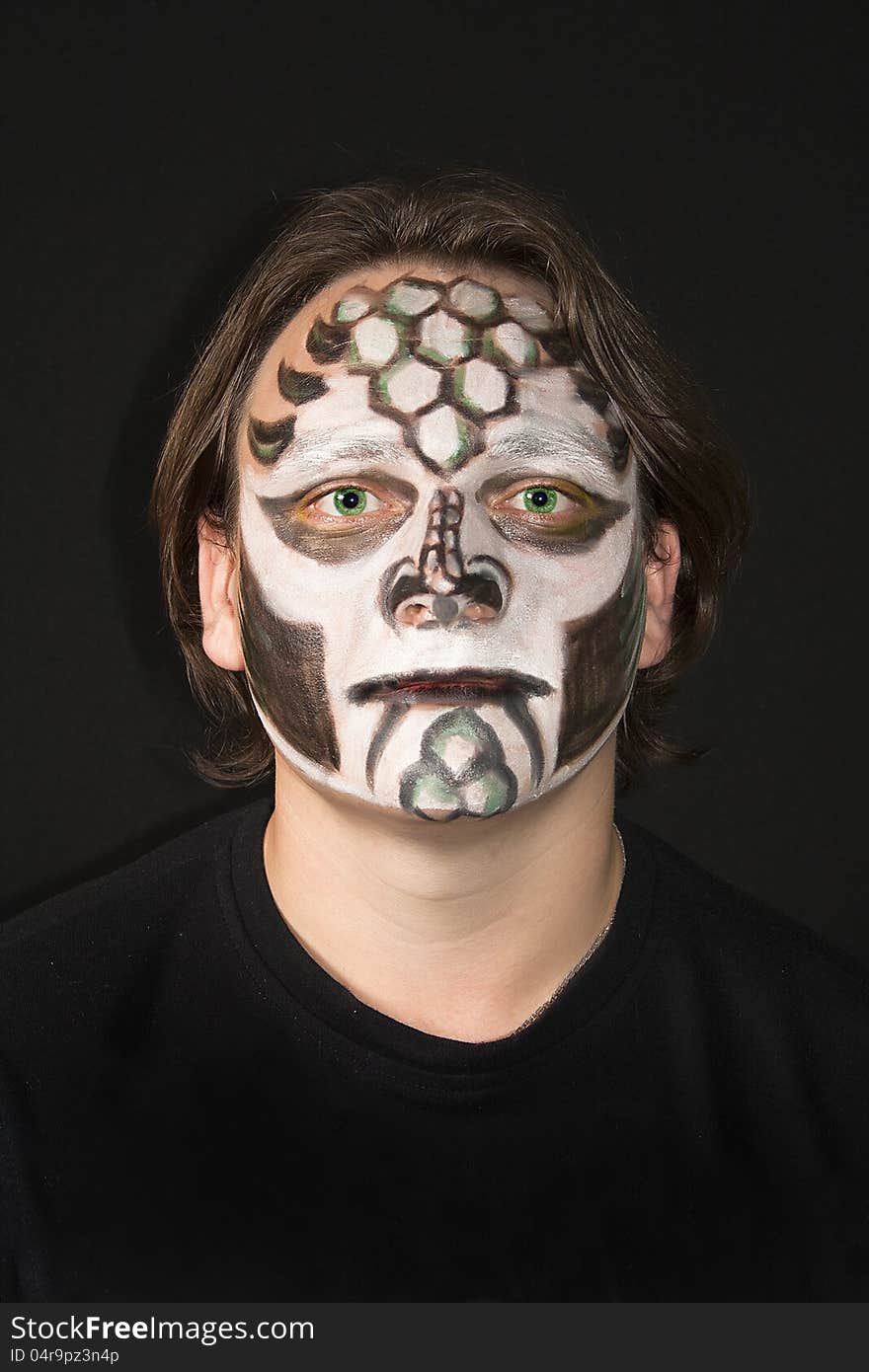 Make-up Of A Dragon On A Man S Face