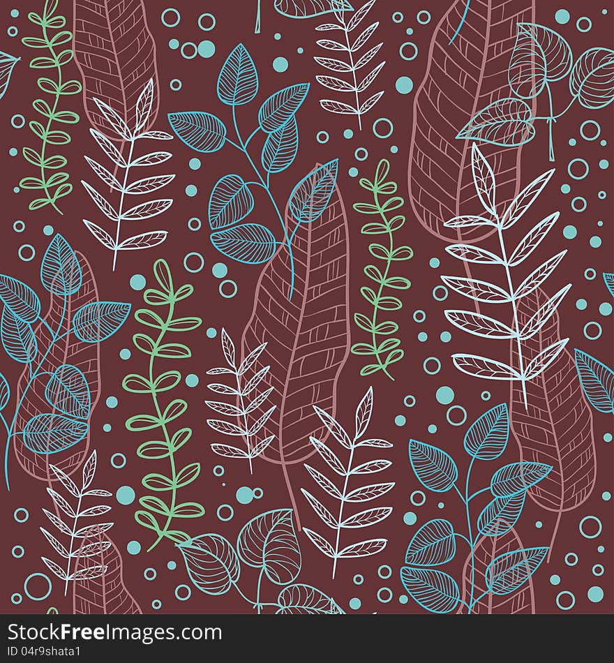 Vector seamless summer background with leaves. Vector seamless summer background with leaves