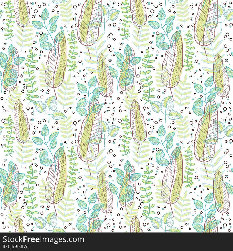 Vector seamless summer background with leaves. Vector seamless summer background with leaves