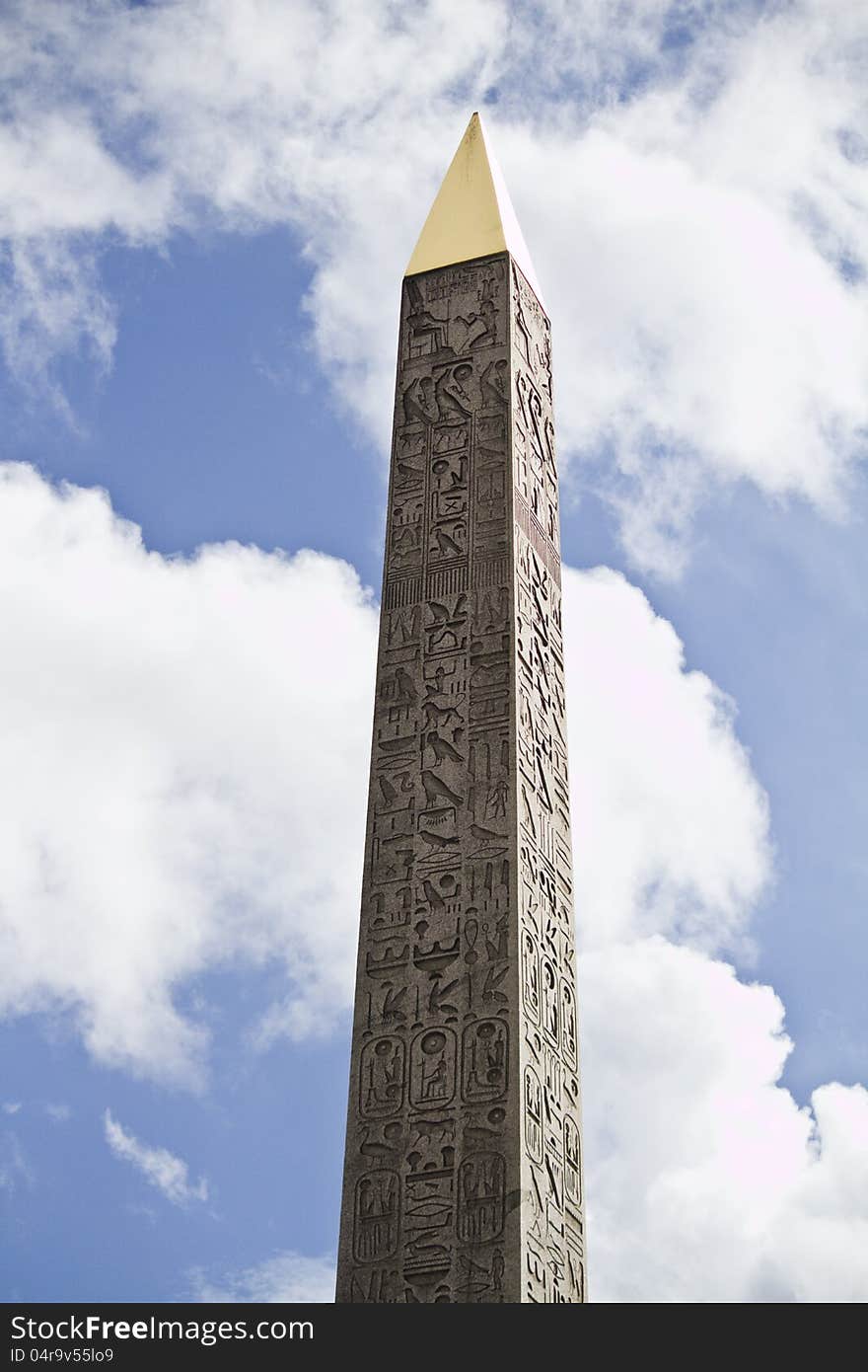 View of beautiful Luxor obelisk in the Place de la Concorde, Paris, France.