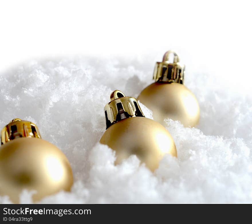 Christmas decorations in the snow