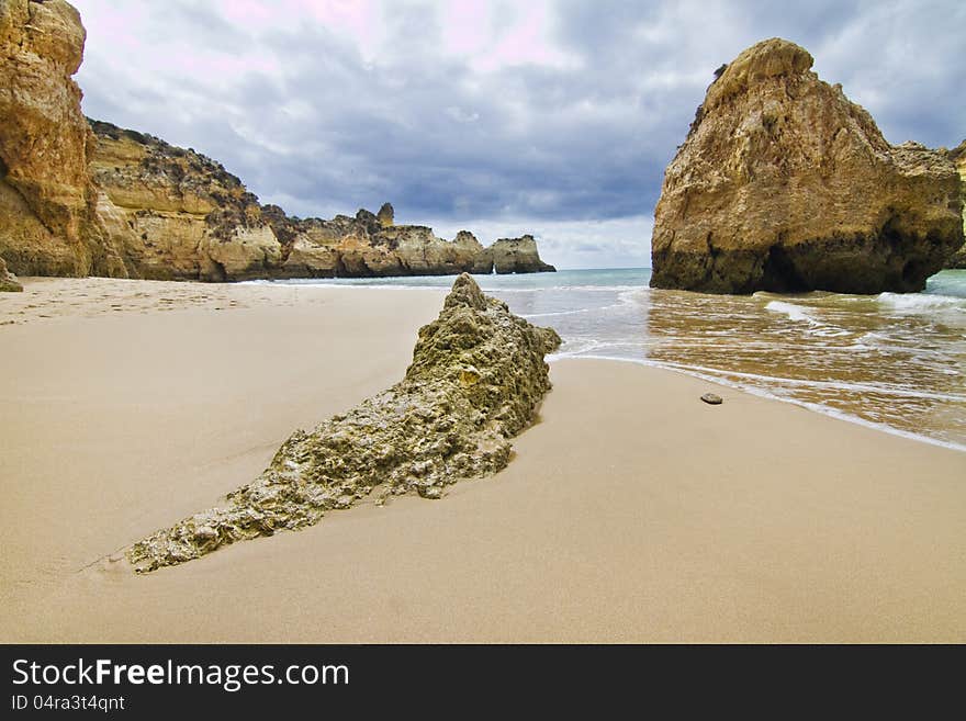 Wonderful view of a beautiful beach in the Prainha area, in the Algarve, Portugal. Wonderful view of a beautiful beach in the Prainha area, in the Algarve, Portugal.