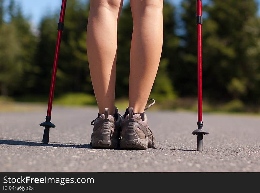 Nordic walking in summer